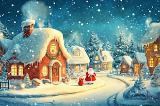 draw unique christmas illustration