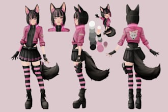 anime reference sheet furry ref sheet fursona ref sheet anthro vtuber avatar