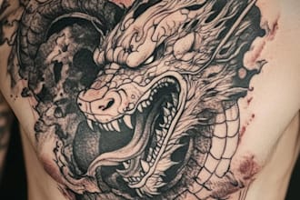 draw custom tattoo design realistic, full sleeve tattoo