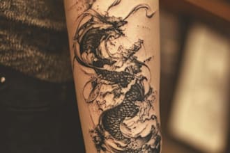make custom tattoo design realistic, full sleeve tattoo