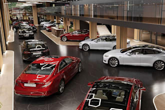 design car showroom 3d interior rendering automobile display center design