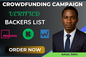 provide verified crowdfunding backers list for kickstarter, indiegogo, wefunder