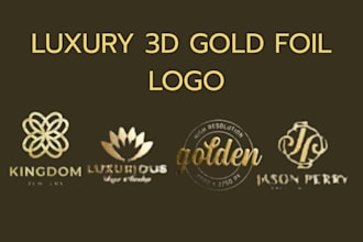 design a luxury 3d gold foil jewelry logo with mockups