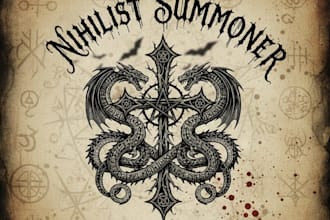 design a ritualistic black metal logo with dark mystical symbolism