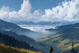 draw the landscape illustration or concept art