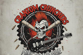 design a punk thrash crossover logo with raw street energy  fast metal attitude