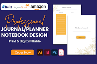 design kdp journal notebook workbook, digital planner, fillable pdf tracker etsy