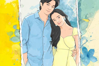 draw portrait illustrations for couple or family