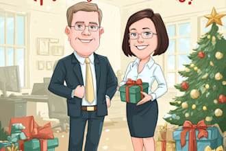 draw christmas caricature card