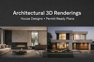 create architectural 3d renderings, house designs  permit ready plans