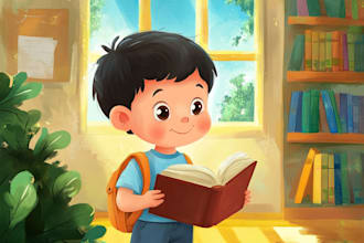 design children story book and water color illustration