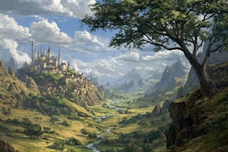 design detailed fantasy landscapes and environments