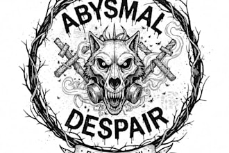 design a raw blackened crust punk band logo