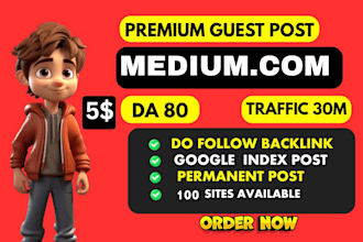 write and publish on medium,com , and linkedin guest post