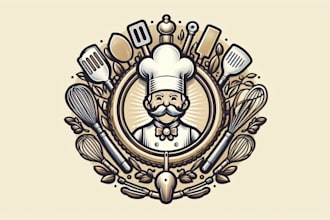 make high quality chef vintage logo with or t shirt design