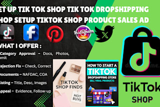 set up tik tok shop tik tok dropshipping shop setup tiktok shop product sales ad