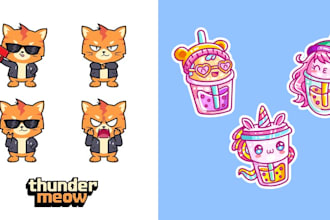 do cute chibi art, kawaii logo or sticker patch design