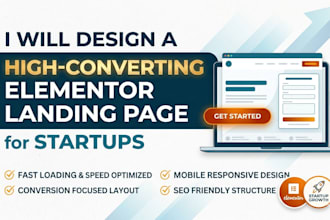 design a high converting elementor landing page for startups