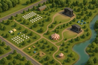 create custom 3d isometric maps for festivals, events and illustrations