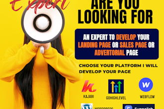 do landing page, sales page, advertorial page, design and development gig