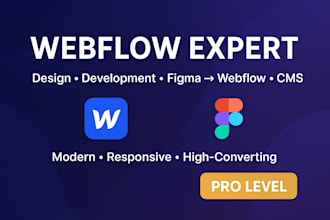 develop responsive webflow website with animations and cms, webflow expert