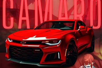 custom anime x car poster design