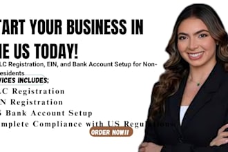 register US llc and get ein and open a US bank account for non resident