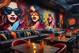 do doodle, mural wall art for home, office and restaurant