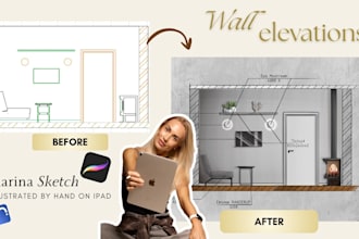 draw atmospheric interior wall elevations in procreate