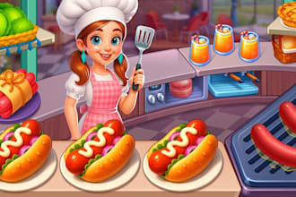 create 2d bubble game, web game, idle game and casual cooking game development