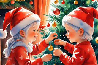weihnachtsbuchillustration für kinder, christliches geschichtenbuch und bildkuns
