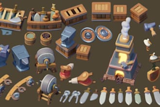 stylized 3d model low poly game assets texturing game art in blender, 3d props