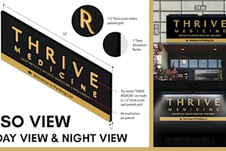 create realistic 3d signage mockups, storefront and wayfinding sign designs