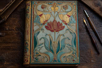 illustrate a vintage art nouveau book cover