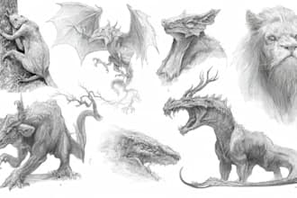 create hand drawn fantasy creatures and characters