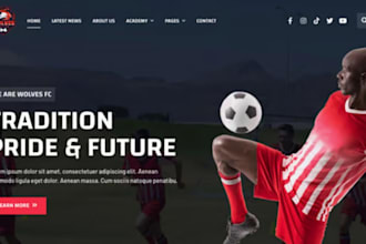 design football academy website, soccer academy website, sport website