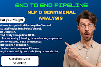 build nlp models like sentiment analysis, text classification, and ner