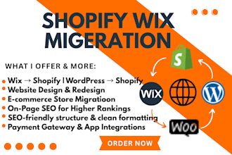 migrate wix wordpress website to shopify update shopify wix website redesign