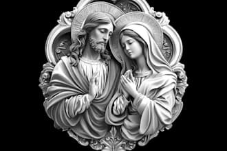 do christian art relief 3d sculpt,cnc ready model,stl,cherub,church decor relief
