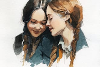 paint your portrait in a watercolor and friendship portrait