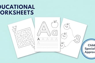 design printable educational worksheets for preschool and kindergarten