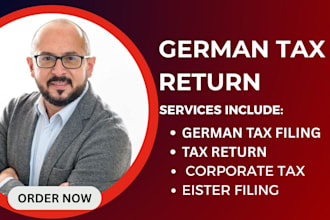 do german income tax, bookkeeping, vat, corporate filings tax return via eister