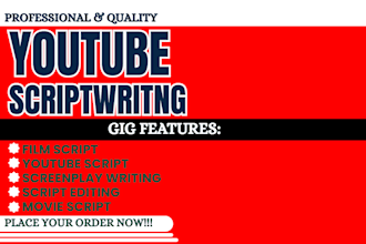 professional scriptwriting for youtube, ads, films, podcasts, and narration