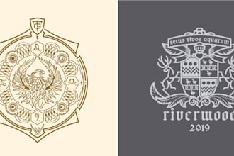 design luxury coat of arms regal heraldically family crest logo