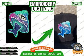 do embroidery logo digitizing hat emb dst pes ofm pxf format
