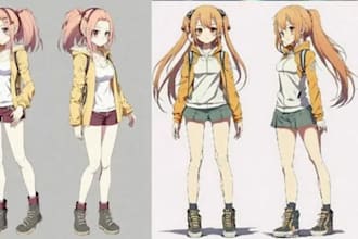 draw anime style illustration character 2d cartoon character, manga style design