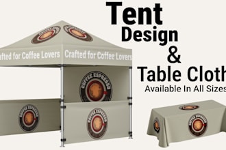 design premium canopy tents, roll up banner, tablecloth and event branding