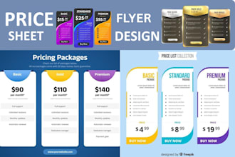 design a professional price sheet, sell sheet, and brochure
