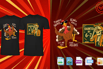 make unique halloween and thanksgiving themed tshirt