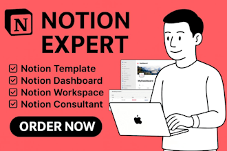 design customized notion template, dashboard and notion worksapce setup